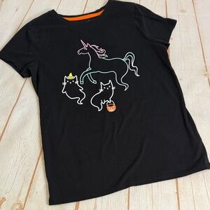 Cat & Jack Black Tee with Unicorn and Cats